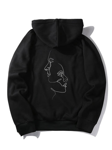 Face Line Back Print Hoodie